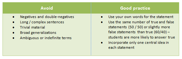 examples of true false tests