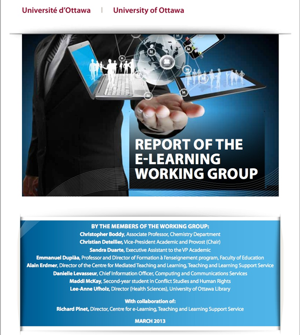 The University of Ottawa’s e-learning plan. Click on the graphic to access the plan.
